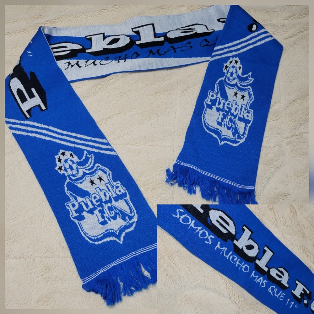 Reversible Puebla FC Scarf, SOMOS MUCHO MAS QUE 11, soccer, Blue and White, os